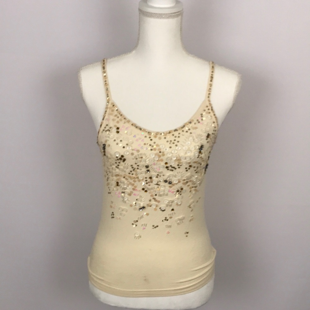 Moda International size small cream sequin tank S
